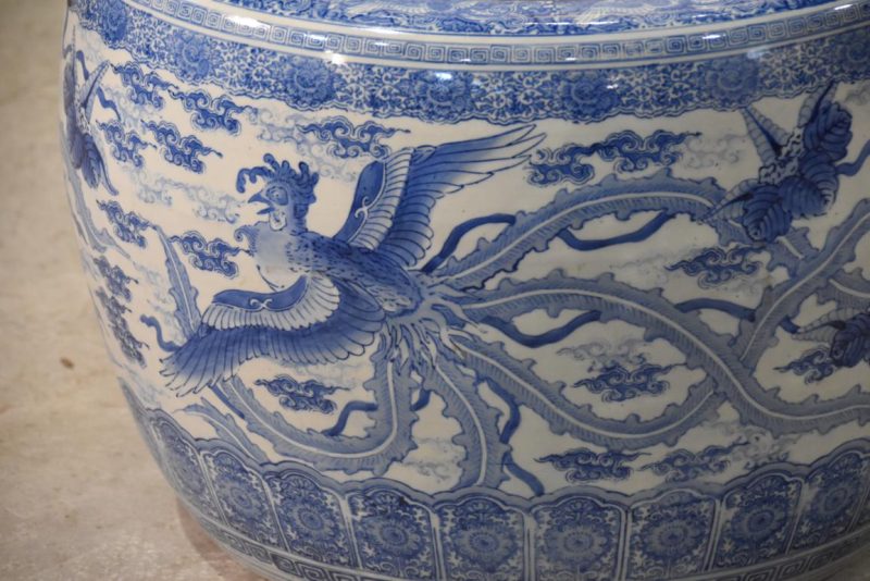 Antique Japanese Blue and White Porcelain Hibachi Width:520mm - Image 2