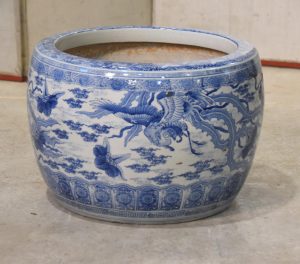 Antique Japanese Blue and White Porcelain Hibachi Width:520mm