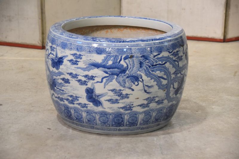 Antique Japanese Blue and White Porcelain Hibachi Width:520mm
