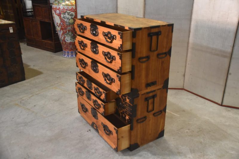 Antique Matsumoto Region Clothing Chest 2 Sections Width:870mm's - Image 8