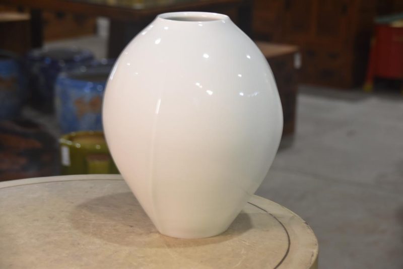 Japanese Hakuji White Seiji Celadon Vase Width:225mm - Image 3
