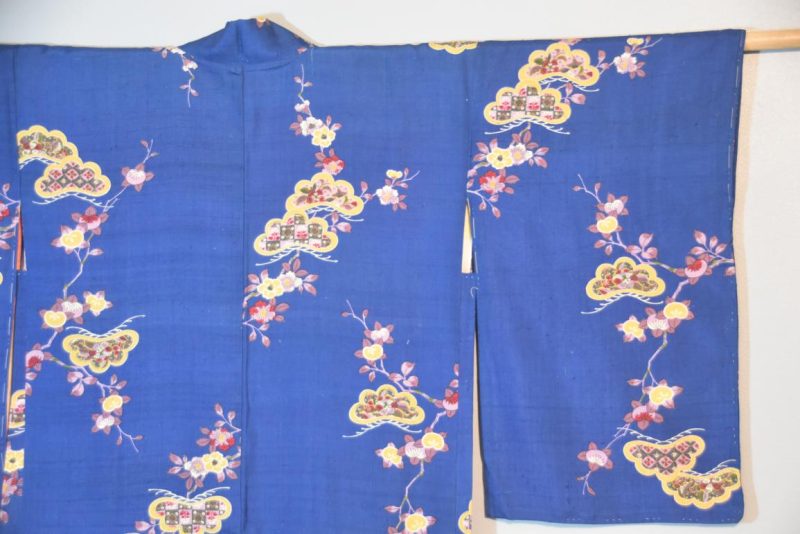 Japanese Tsumugi (Slubbed Silk)  Royal Blue Silk Haori - Image 7