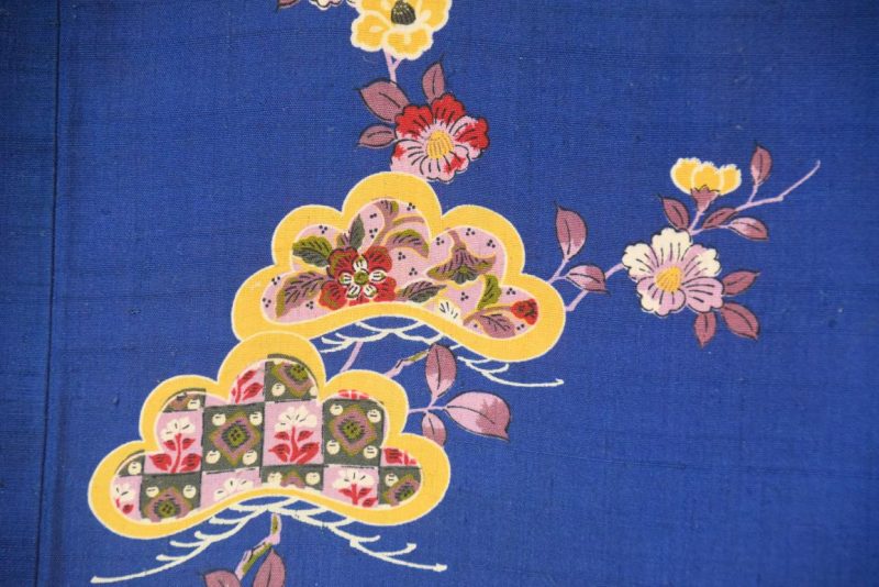 Japanese Tsumugi (Slubbed Silk)  Royal Blue Silk Haori - Image 6