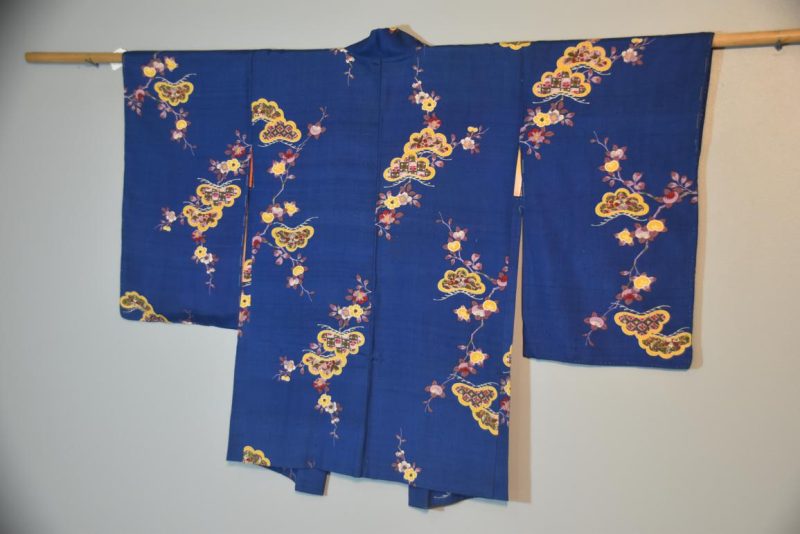 Japanese Tsumugi (Slubbed Silk)  Royal Blue Silk Haori - Image 5