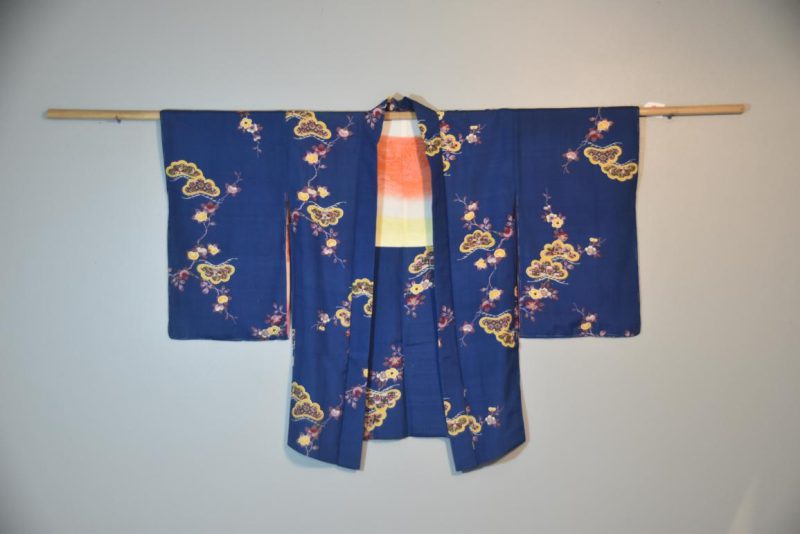 Japanese Tsumugi (Slubbed Silk)  Royal Blue Silk Haori