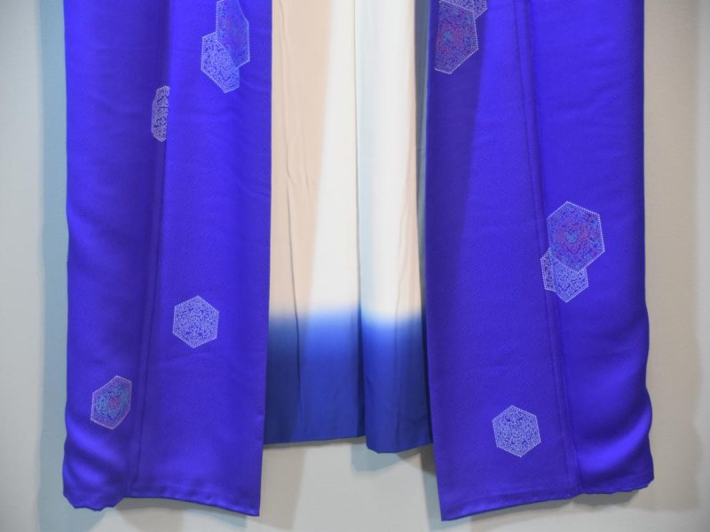 Vibrant Blue Kimono Japanese Silk - Image 3