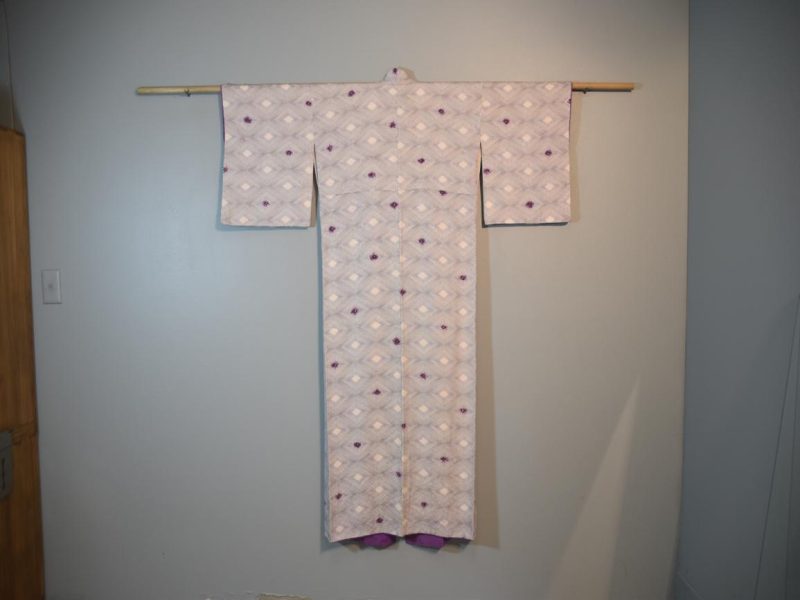 Purple Geometric Kimono Japanese Silk