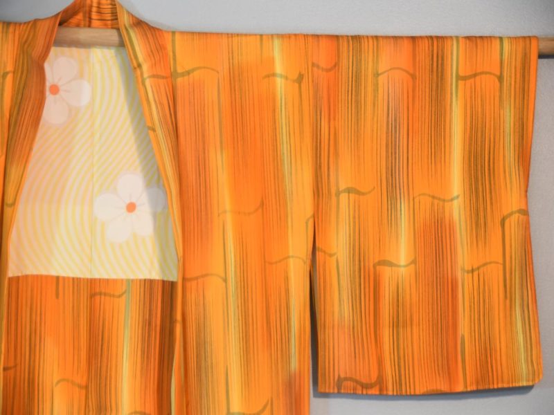 Japanese Vintage Orange Silk Haori - Image 6
