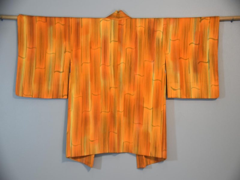 Japanese Vintage Orange Silk Haori - Image 4