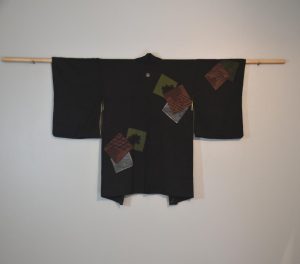Japanese Vintage Black Silk Jacquard Haori