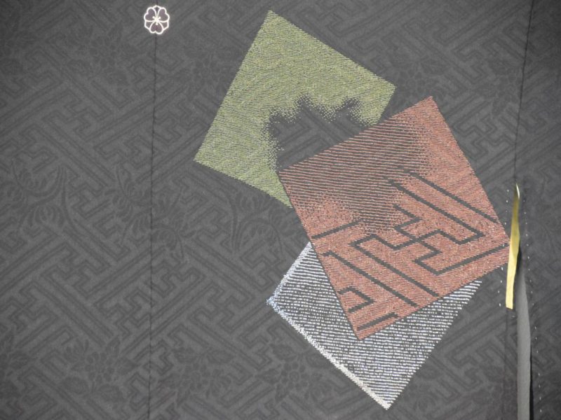 Japanese Vintage Black Silk Jacquard Haori - Image 2