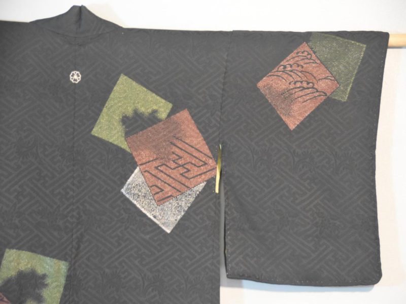 Japanese Vintage Black Silk Jacquard Haori - Image 6