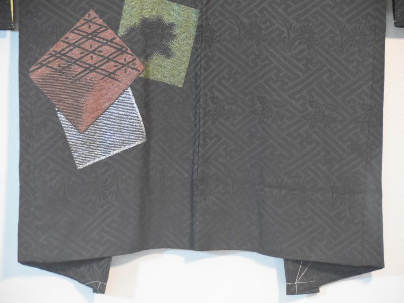 Japanese Vintage Black Silk Jacquard Haori - Image 5