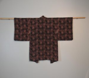 Japanese Vintage Pale Pink and Black Silk Haori