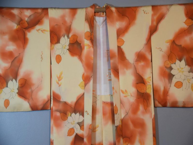 Orange and Lemon colour Silk Vintage Haori - Image 4