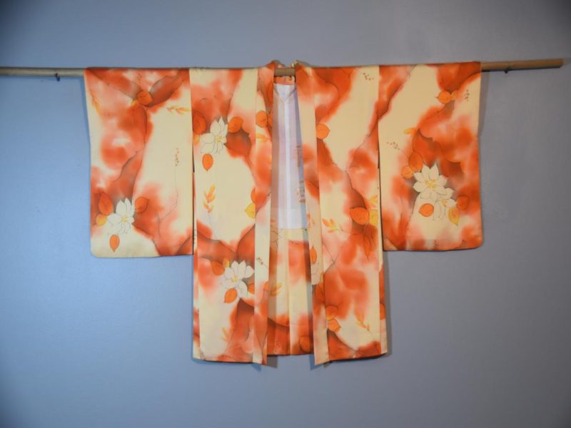 Orange and Lemon colour Silk Vintage Haori - Image 3