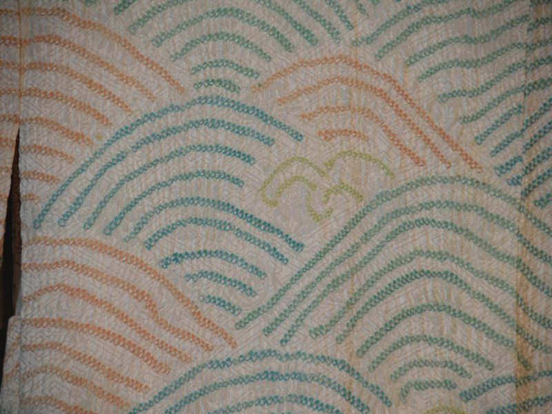 Wave Patterned Shibori Silk Vintage Haori - Image 2