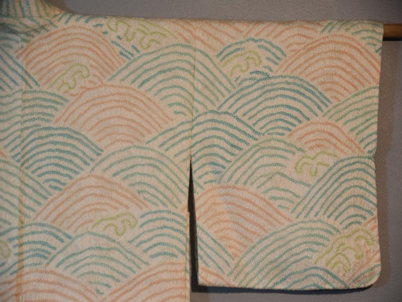 Wave Patterned Shibori Silk Vintage Haori - Image 6