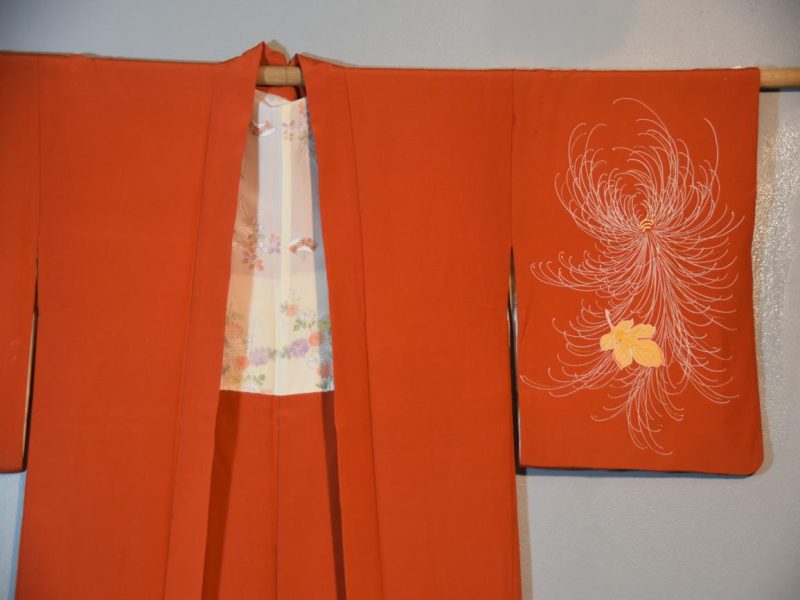 Japanese Vintage Orange Silk Haori - Image 5