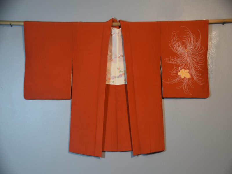 Japanese Vintage Orange Silk Haori - Image 4