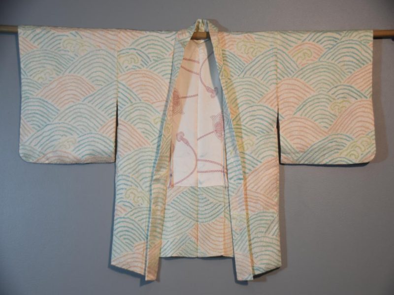 Wave Patterned Shibori Silk Vintage Haori - Image 4