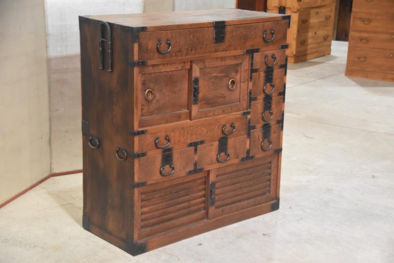 Antique Japanese Elm Merchant Chest Choba Dansu Width:970mm's - Image 15