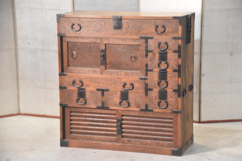 Antique Japanese Elm Merchant Chest Choba Dansu Width:970mm's - Image 3