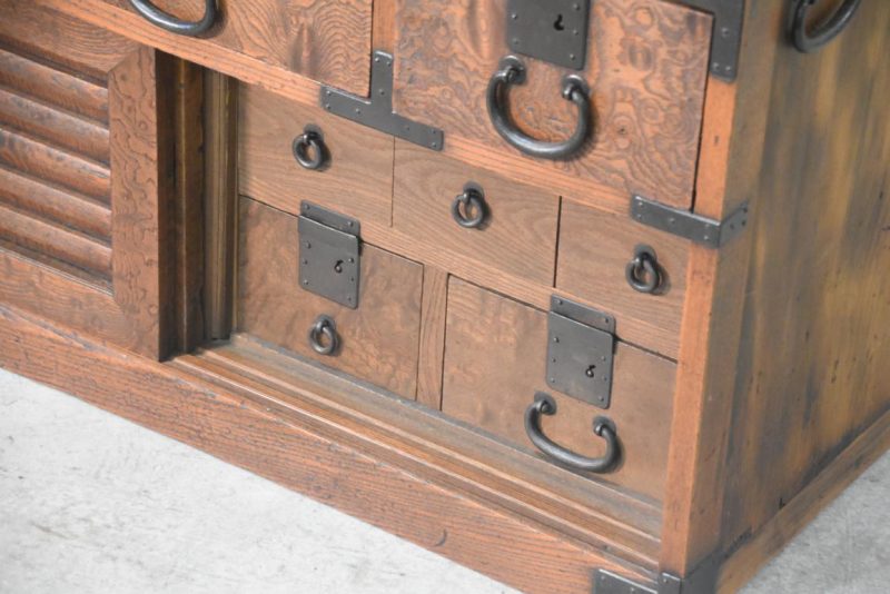 Antique Japanese Elm Merchant Chest Choba Dansu Width:970mm's - Image 12