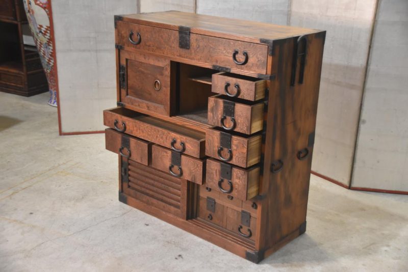 Antique Japanese Elm Merchant Chest Choba Dansu Width:970mm's - Image 11
