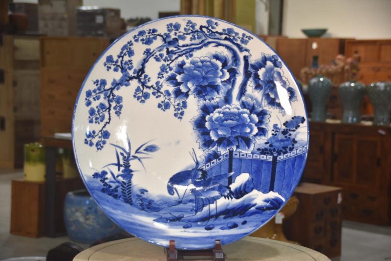 Japanese Blue and White Porcelain Plate Width:557mm