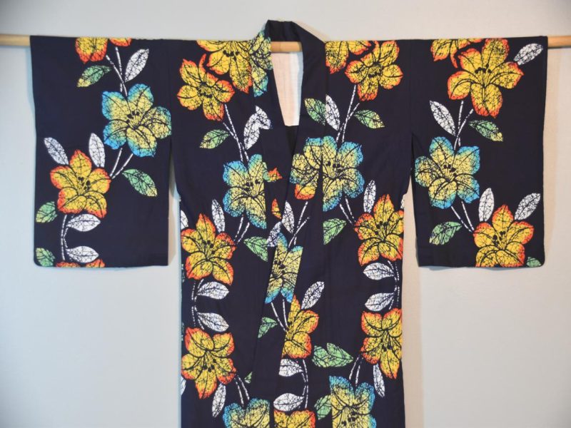 Bold Batik Patterned Japanese Cotton Yukata - Image 6