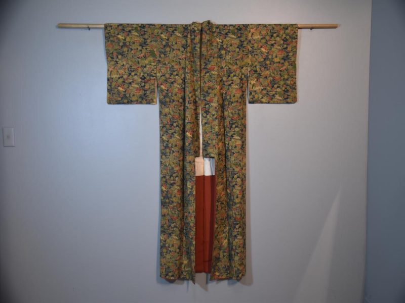 Vintage Green Tone Silk Kimono - Image 3