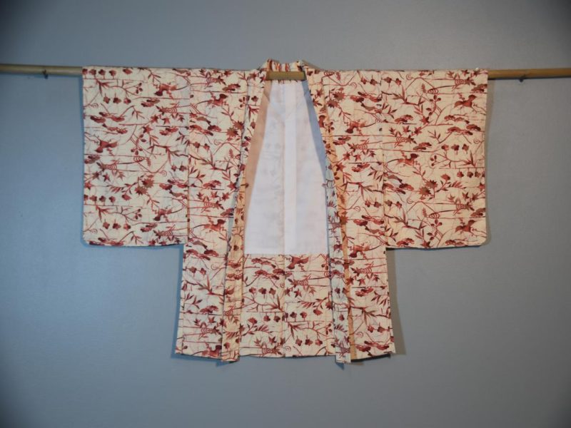 Cream and Red Silk Haori - Image 3