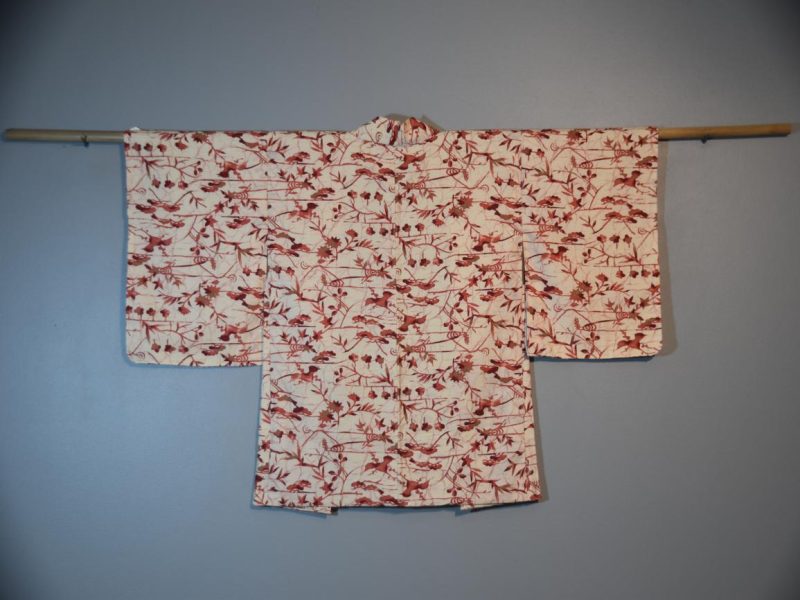 Cream and Red Silk Haori