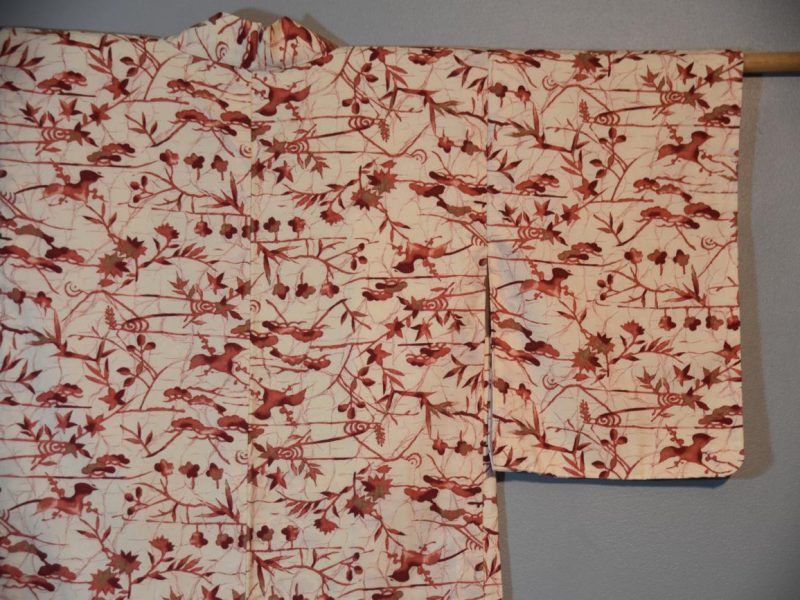 Cream and Red Silk Haori - Image 5