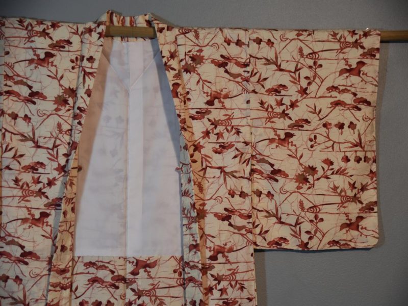 Cream and Red Silk Haori - Image 4