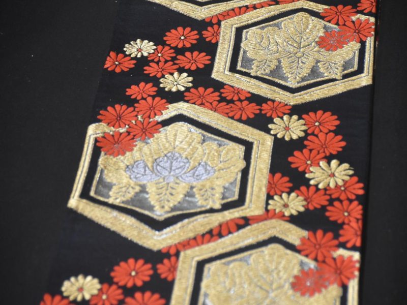 Floral and Geometric Vintage Obi Sash  Length:4000mm - Image 2