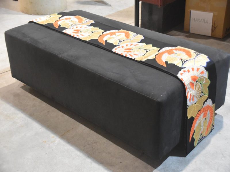 Vintage Obi Sash with Crane Design Length:4000mm - Image 4