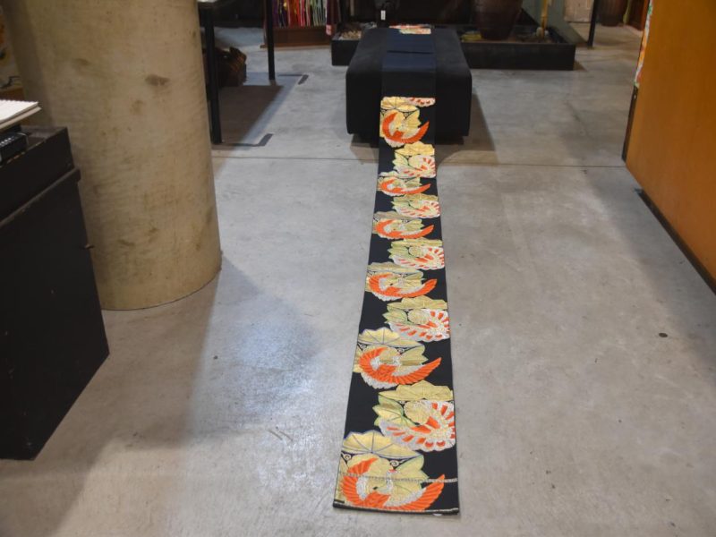 Vintage Obi Sash with Crane Design Length:4000mm - Image 5