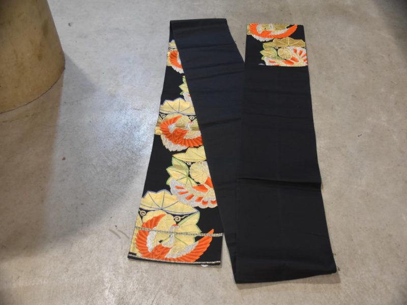 Vintage Obi Sash with Crane Design Length:4000mm - Image 6