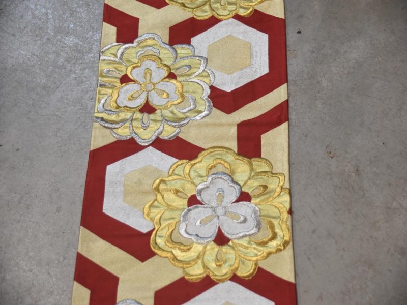 Floral and Geometric Vintage Obi Sash  Length:4000mm - Image 2