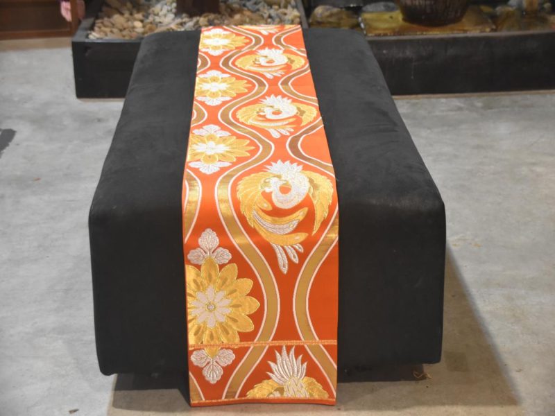 Vintage Orange Phoenix Obi Sash Length:4000mm