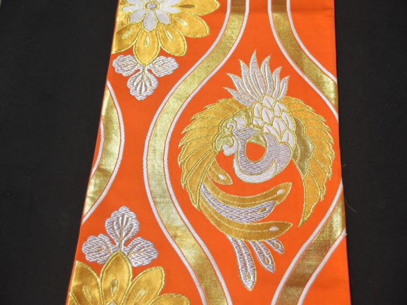 Vintage Orange Phoenix Obi Sash Length:4000mm - Image 7