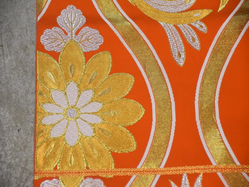 Vintage Orange Phoenix Obi Sash Length:4000mm - Image 3