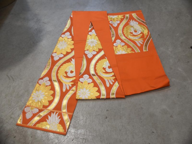 Vintage Orange Phoenix Obi Sash Length:4000mm - Image 5