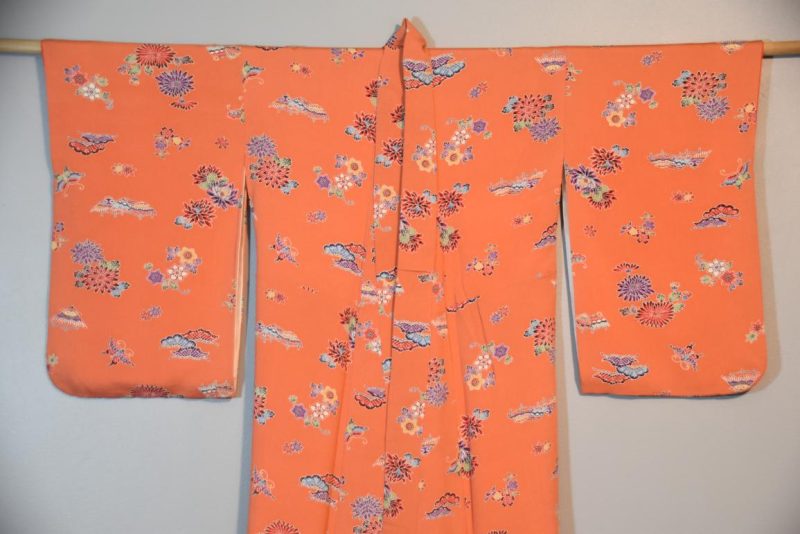 Coral Coloured Vintage Silk Kimono - Image 3