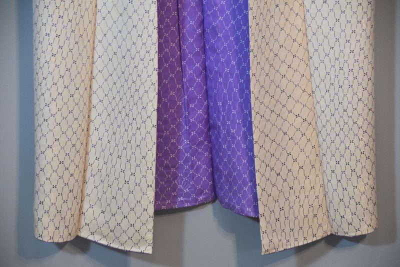 Purple and White Vintage Silk Damask Kimono - Image 6