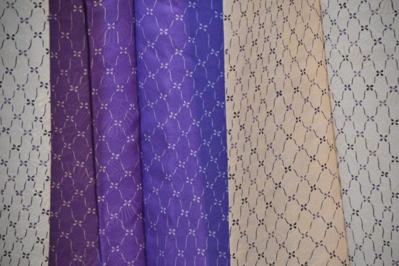 Purple and White Vintage Silk Damask Kimono - Image 2