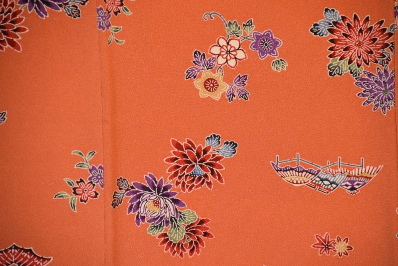 Coral Coloured Vintage Silk Kimono - Image 2