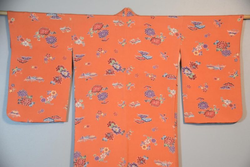 Coral Coloured Vintage Silk Kimono - Image 7